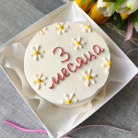 Бенто-торт с ромашками 3 месяца белый