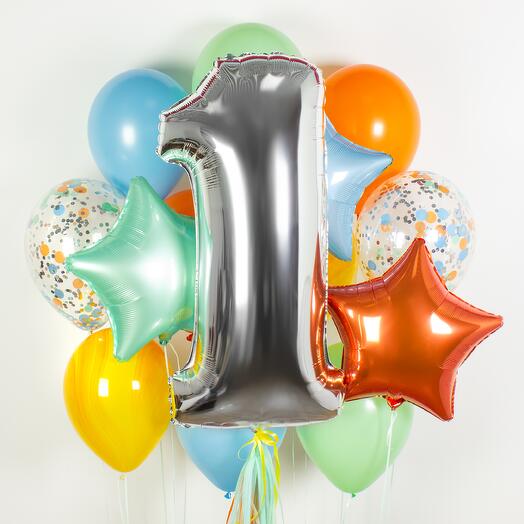 Набор шаров на грузике "Оранжевое небо" (с одной цифрой) | 14 шаров