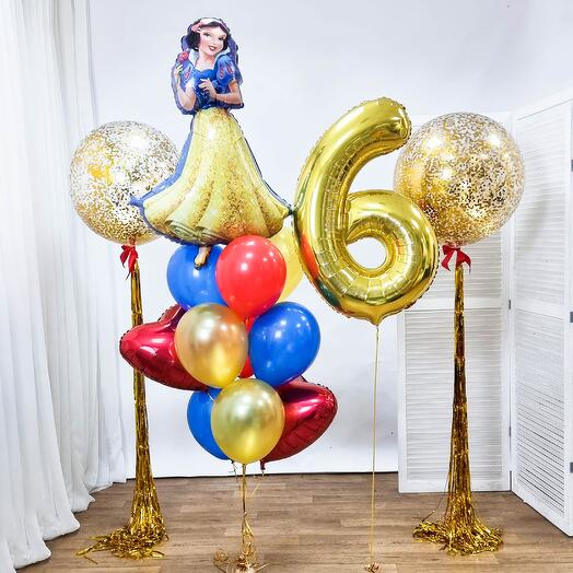 Composition of balloons "Big congratulations from Snow White"