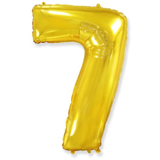 Цифра 7 Золото огромная фольгированная 102см шарик