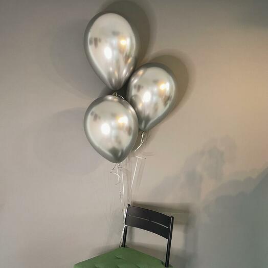 Balloons (balloons): 3 pcs chrome silver