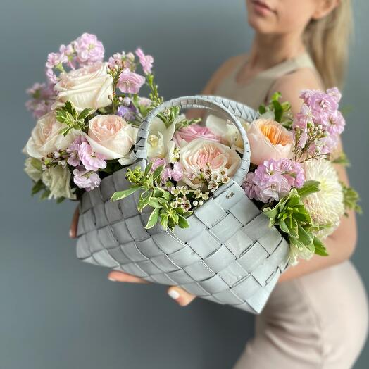 Большая сумка bottega с цветами 💐