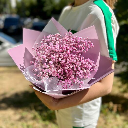 Bouquet "Pink cloud" with gypsophila