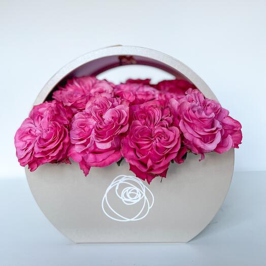 Pink Roses Hanging Flower Box - Beige