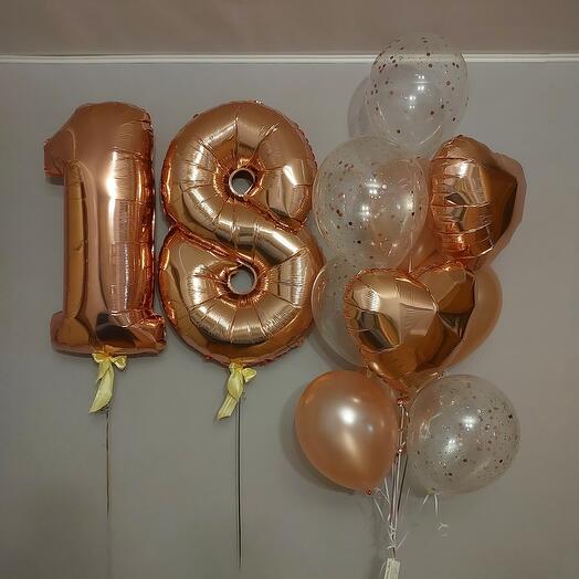 Шары на 18 лет розовое золото