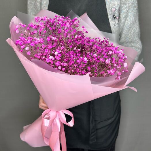 Букет из розовой гипсофилы "Яркость"