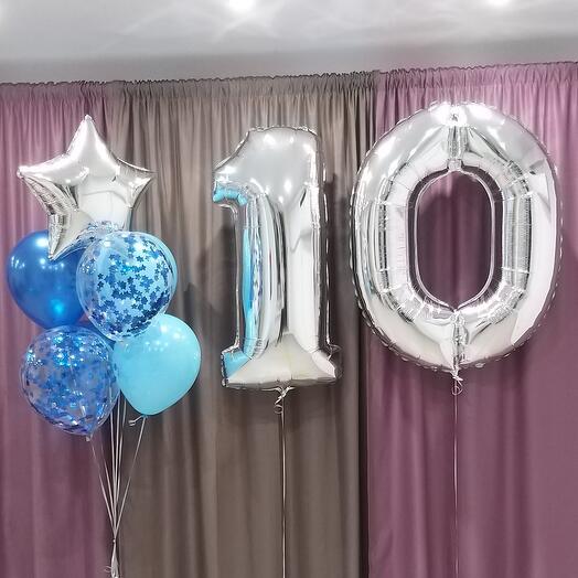 Комплект из гелиевых шаров "10 лет"