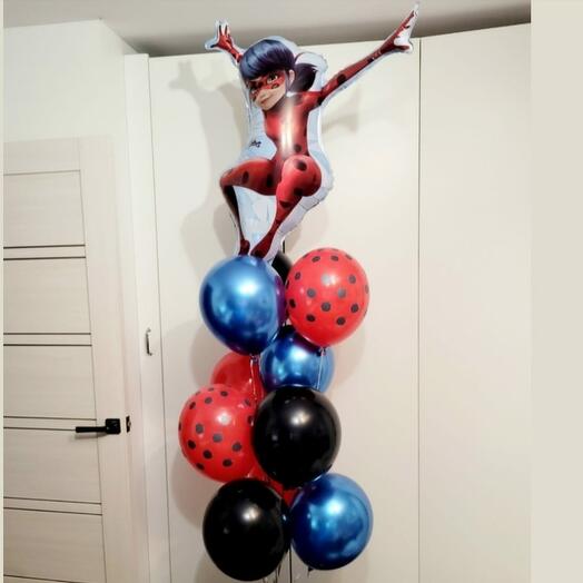 Balloons with helium + Lady Bug and supercat 11 pcs