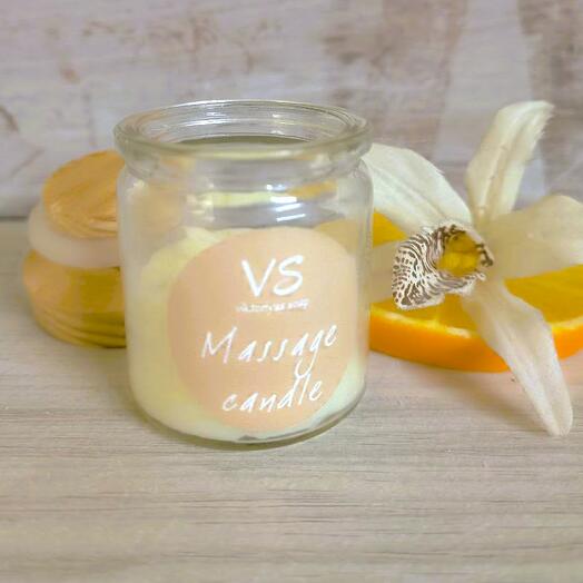 Massage candle with orange and vanilla essential oils