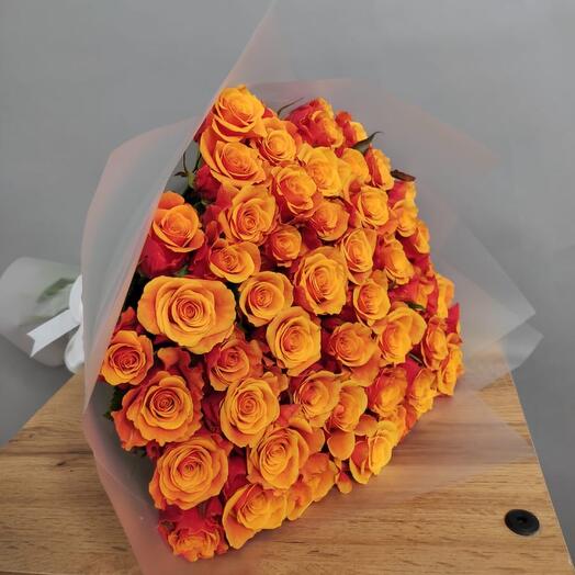 Bouquet of 51 orange roses 40 cm