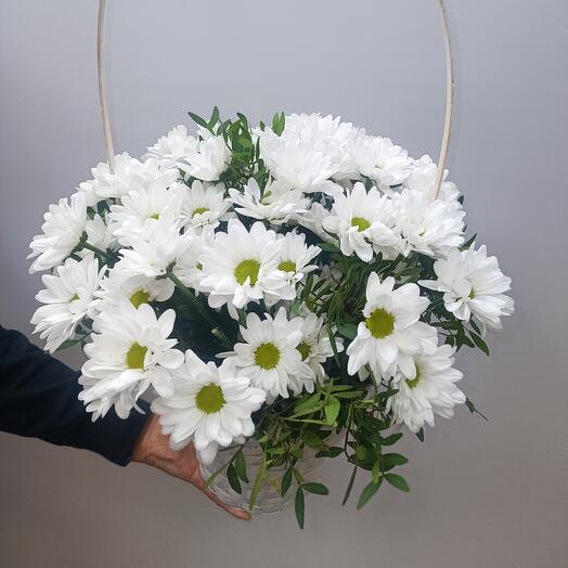 Basket with chrysanthemums