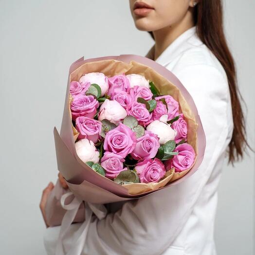Peonies with a rose