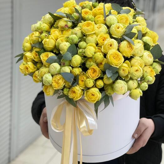 Пионовидная Роза в большой коробке 🍋