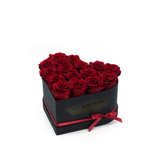 Red roses in a heart shape box