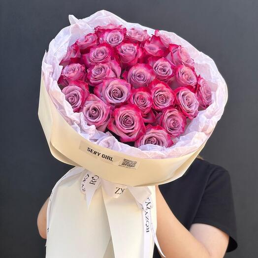 Букет из 25 фиолетовых роз🍀