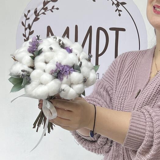 Свадебный букет невесты из сухоцветов с уютным хлопком🤍
