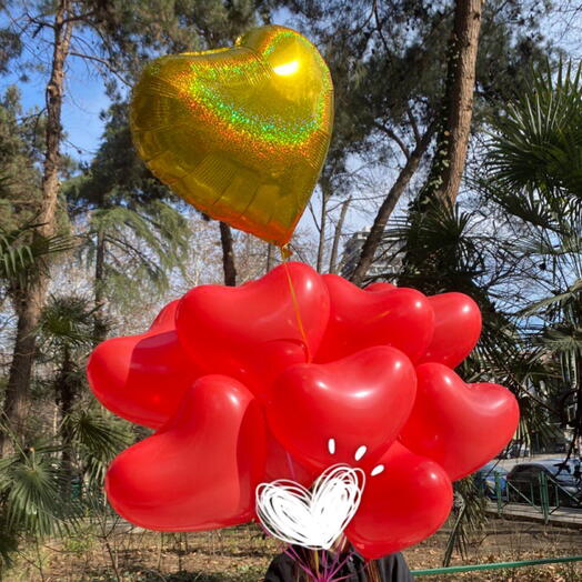 Набор Шаров сердце 10 штук. Set of helium ballon heart (10pcs)