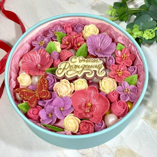 Подарочная коробка цветов из бельгийского шоколада