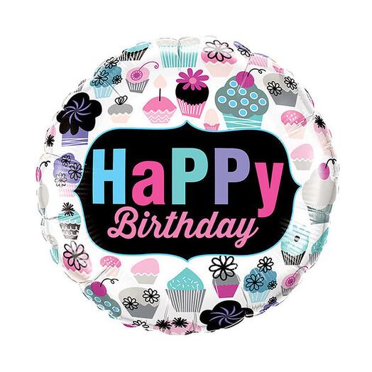 Birthday Cupcakes Emblem Foil Balloon