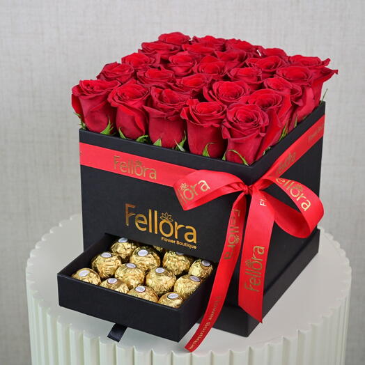 Red Rose And Ferrero Chocolate Box-3802