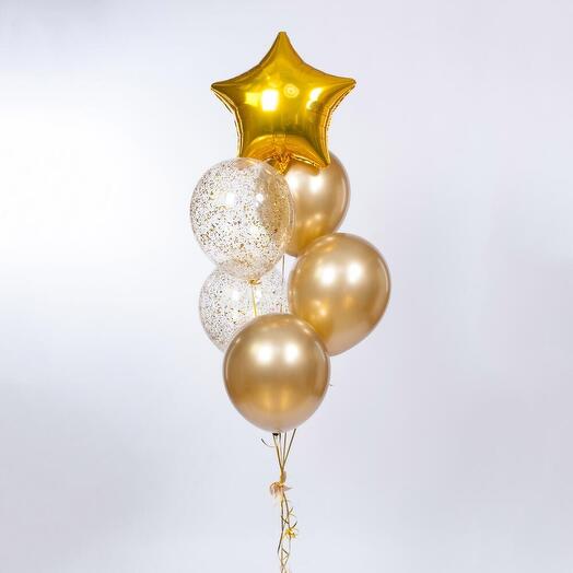 Set 6 Gold Balloons with helium