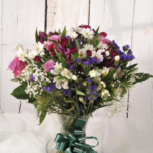 Purple and White Fresh Flower Bouquet