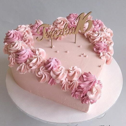 Heart shape premium pink strawberry cake