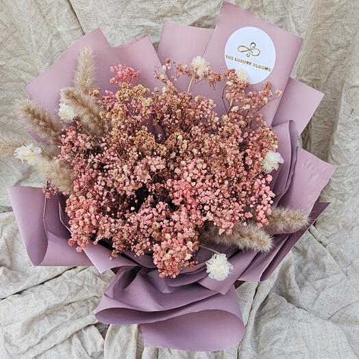 Dried Pink Gypsophila pampas Bouquet