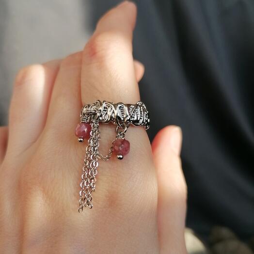 Кольцо с розовым турмалином