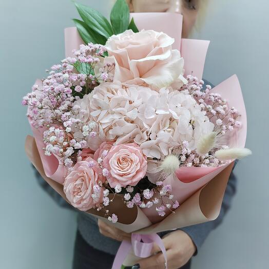 Букет с гортензией для самой нежной 🌸