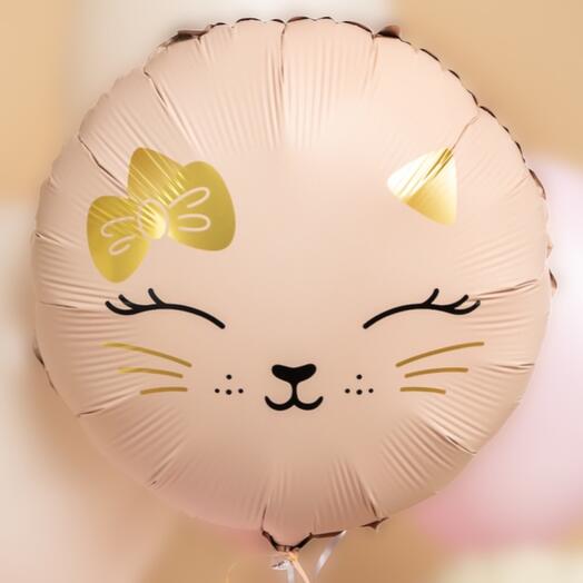 Воздушный шар САТИН гелий котик розовый. Helium balloon satin pink cat