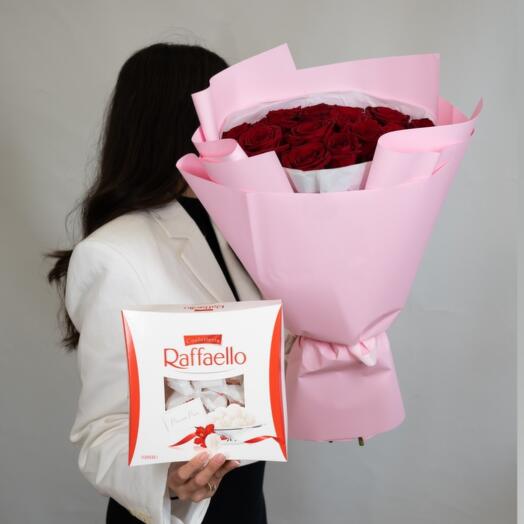 Букет из 25 роз + Шоколад