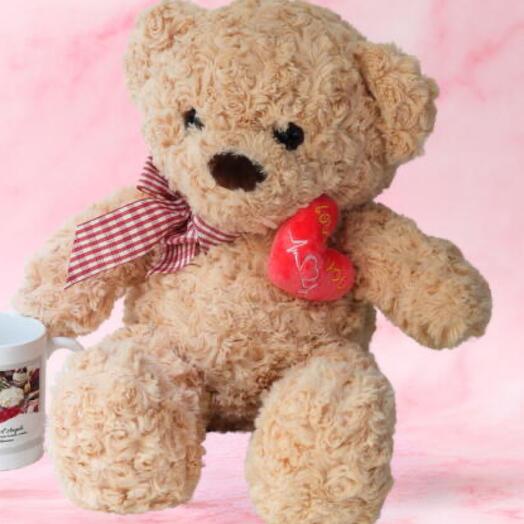 Peluche – Oso old corazon Beige