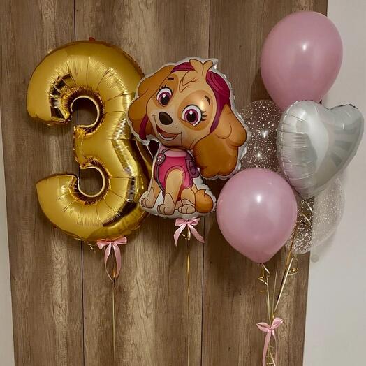 Композиция из Шаров с цифрой и фигуркой, 7 Шаров