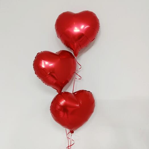 3 фольгированных сердца