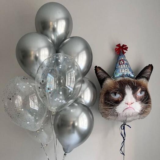 Воздушные шары кот недовольный