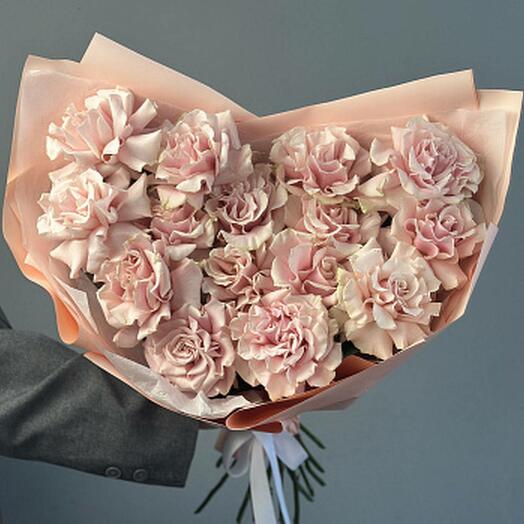 Букет из 15 французских роз Pink Mondial