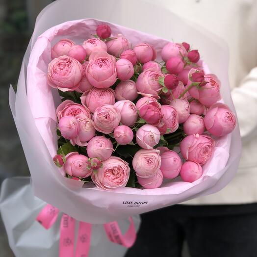 😍😍😍 Моно букет цветов из пионовидных роз сорта Silva pink Premium