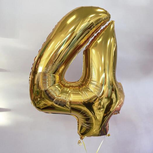 Шар Цифра 4 золото