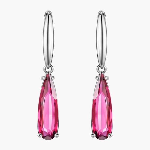 Серьги с бордовыми кристаллами Swarovski