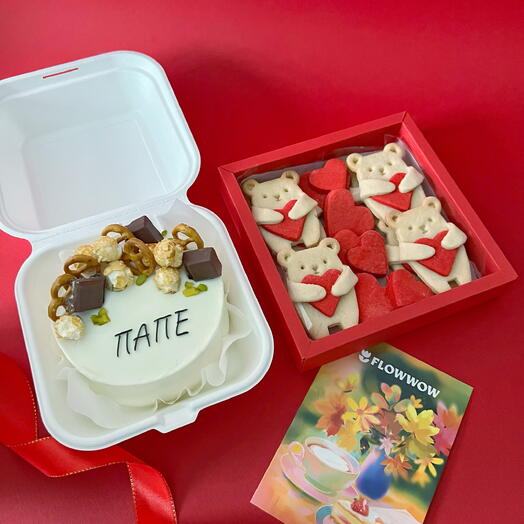 Бенто торт и печенье милые мишки подарок папе, дедушке