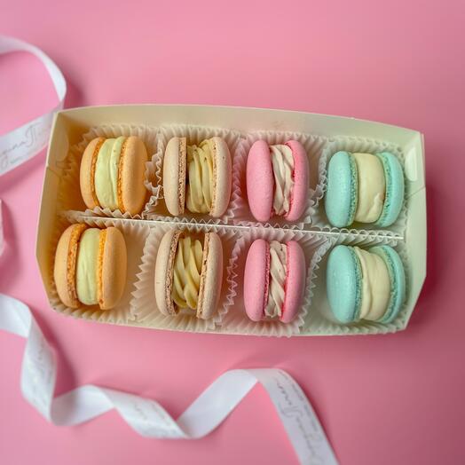 Подарочный набор макарон ассорти 8 шт, макарун, макарони, macaroni, macaroon, подарок девушке, маме, к чаю