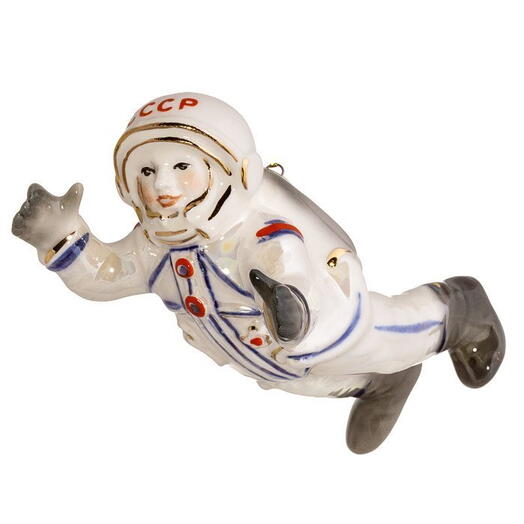 Ёлочная игрушка "Космонавт в невесомости" белый (Фарфоровая мануфактура СПб)