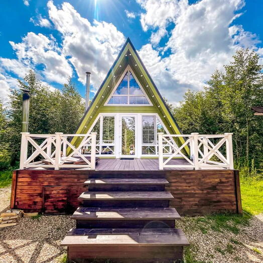 🎀A-Frame дом в глэмпинге «А у реки» 2 участника Одна ночь 💝