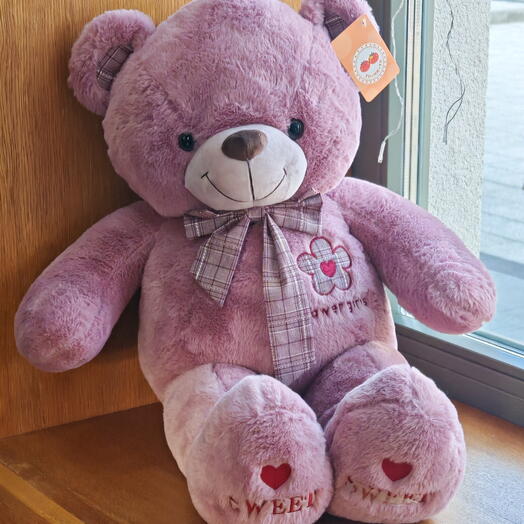 Розовый медведь с бантиком