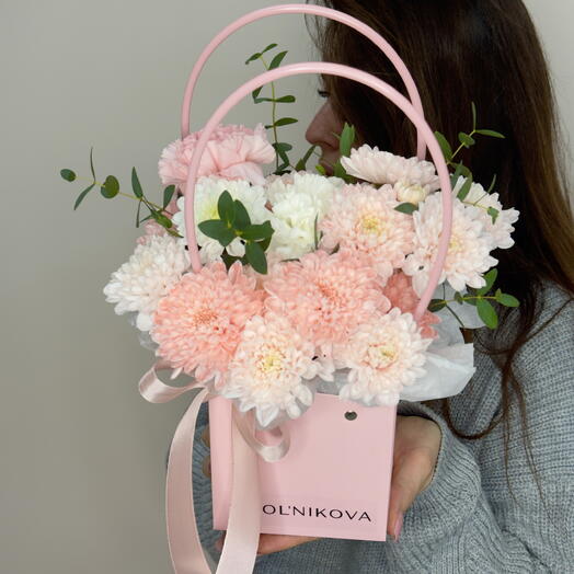 Стильная сумочка комплимент с цветами / хризантемы с диантусами 🌸
