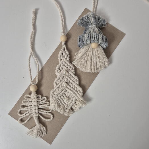 Набор ёлочных украшений в технике макраме 3шт