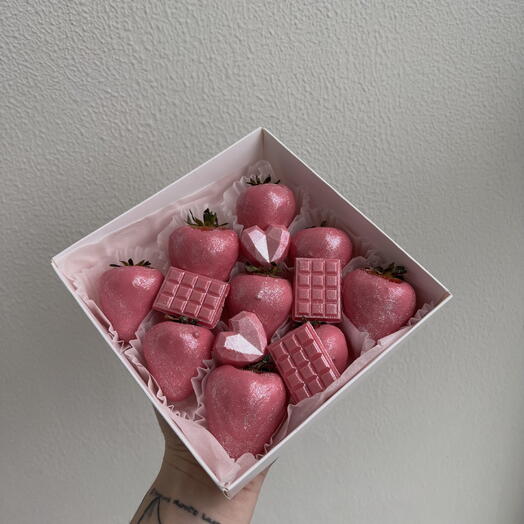 Розовый набор клубники в шоколаде 💓