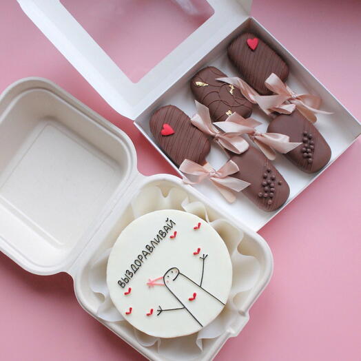 Сладкий набор (бенто торт "выздоравливай" и набор эскимо)