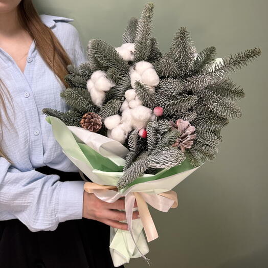 Рождественский букет из нобилиса с хлопком 🎄